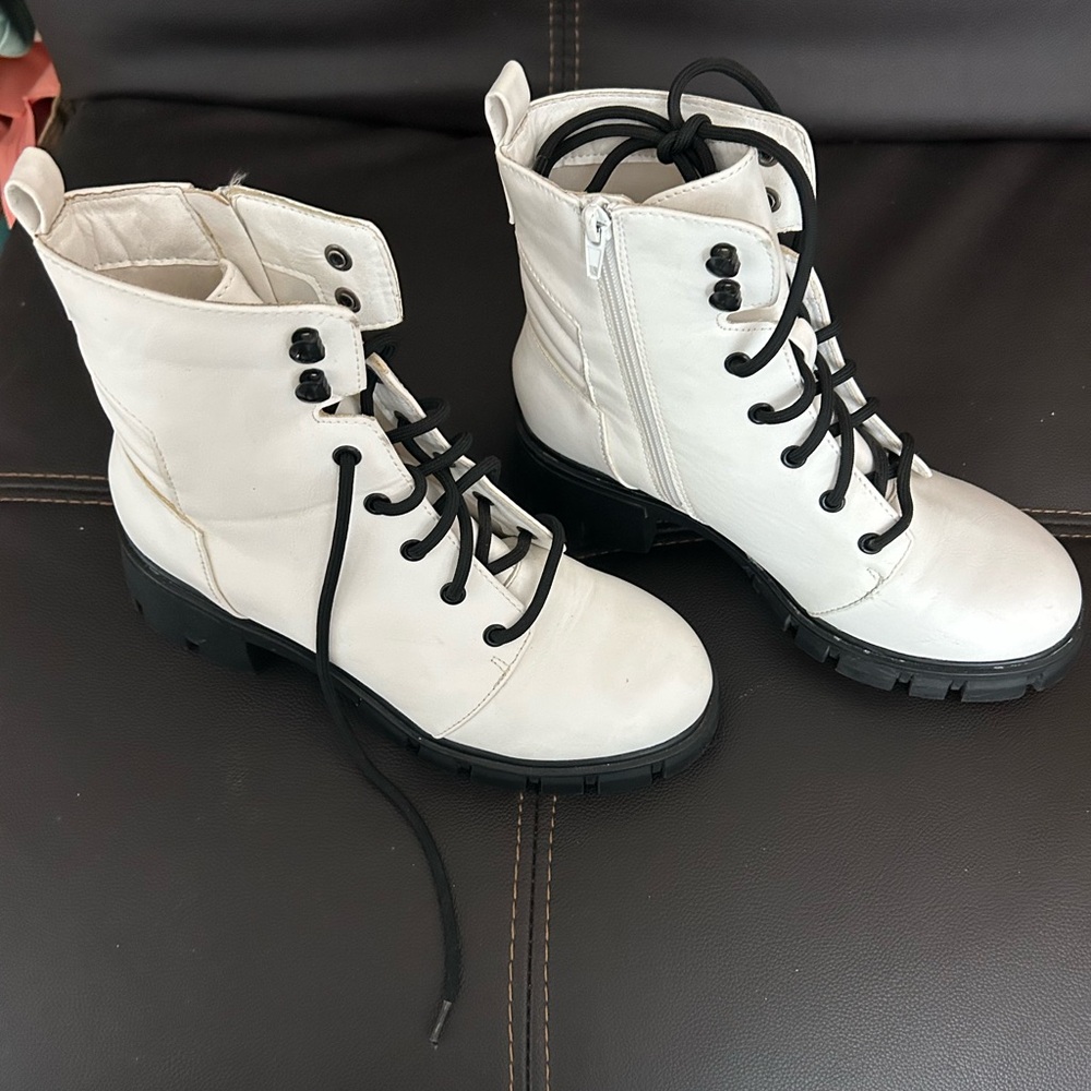 MIA White Combat Boots with Black Laces